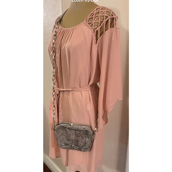 Elliott Lucca snakeskin print leather purse with chain - Picture 3 of 13